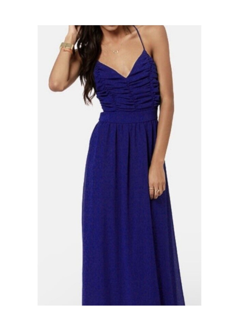 LULUS Exclusive Veranda Views Blue Backless Maxi Dress Size Large